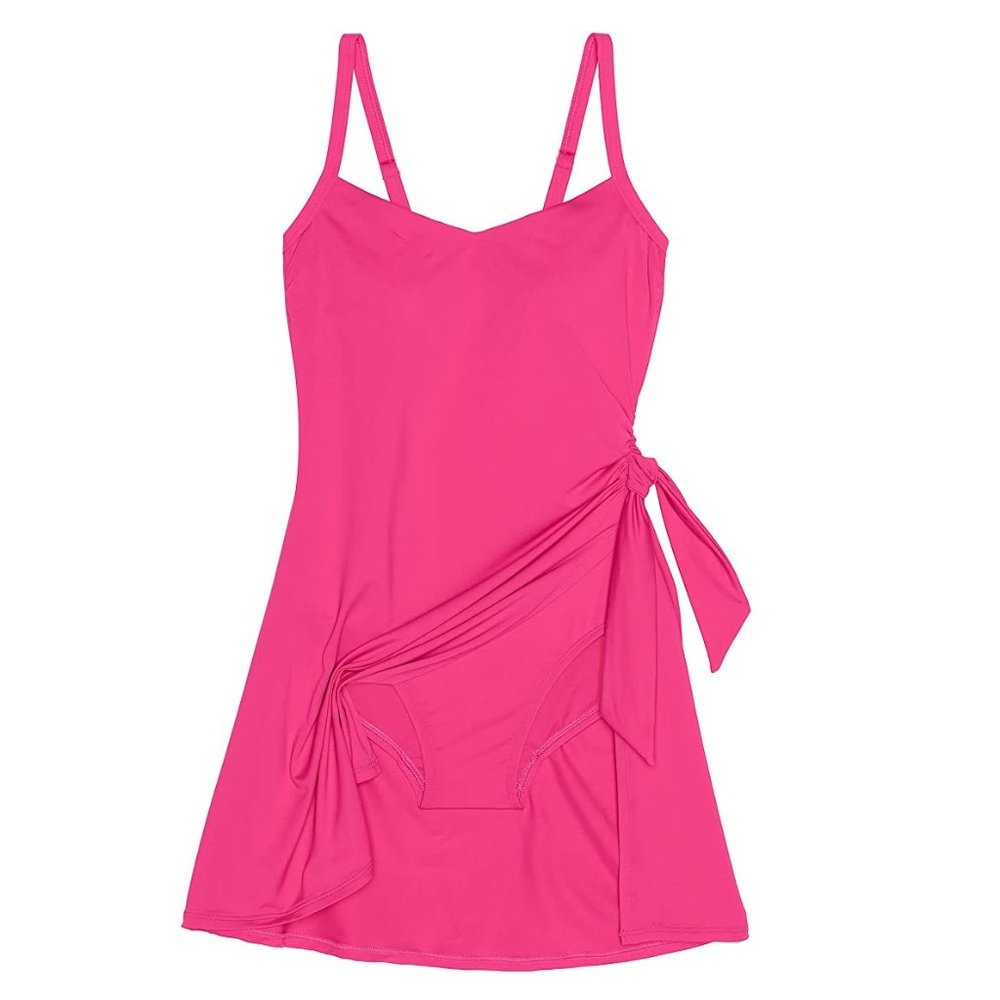 NWT Lands End Women Chlorine Resist Sweetheart Swimdress Pink Sz 10 $130 3e76 - Picture 4 of 5